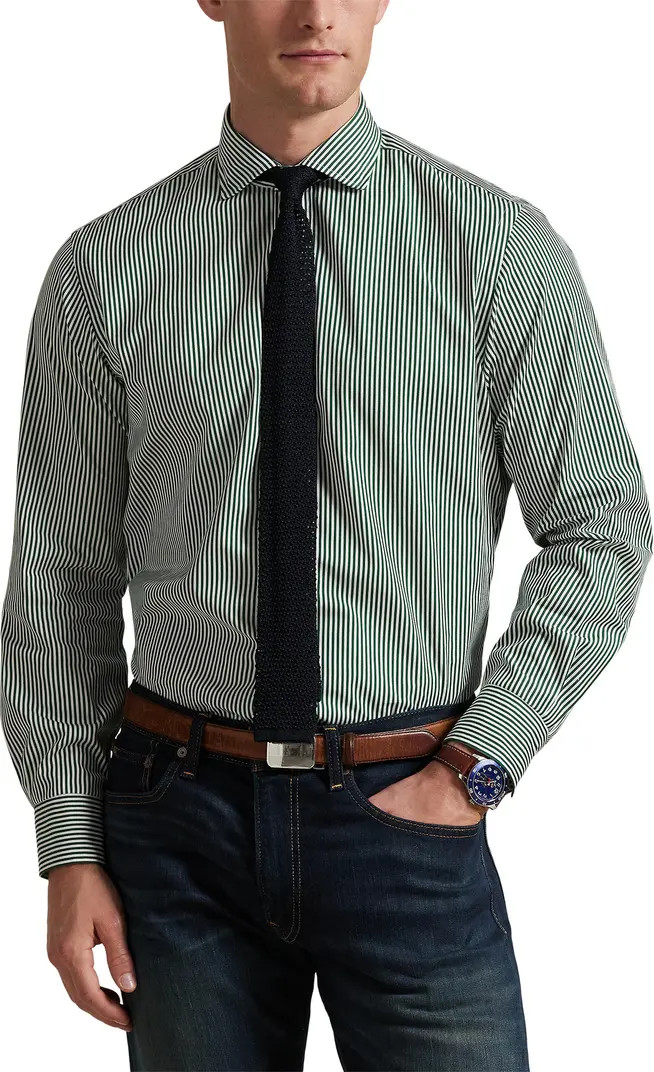 Polo Ralph Lauren Classic Fit Stripe Cotton Poplin Button-Up Shirt | Nordstrom | Nordstrom