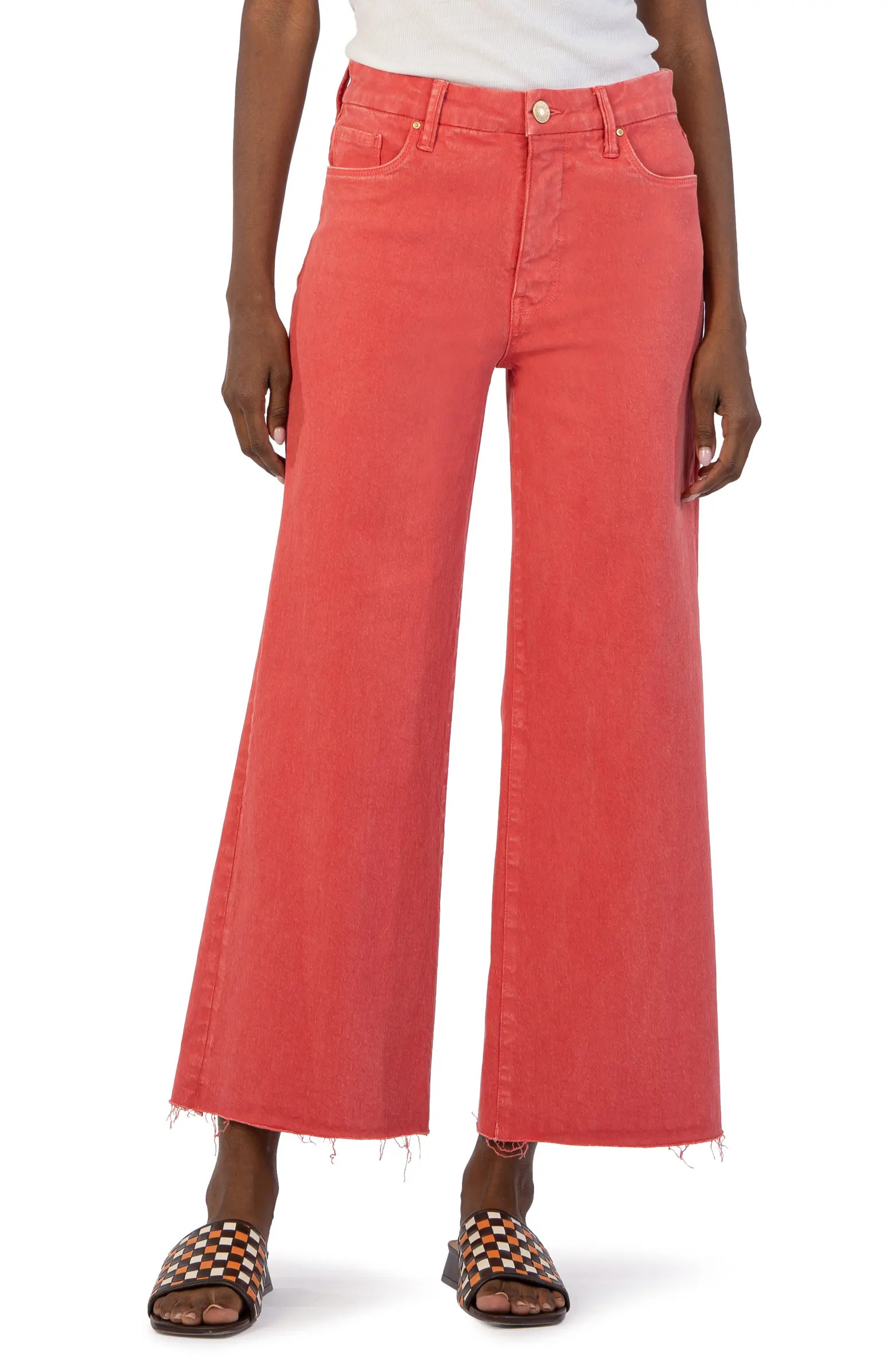 Meg Fab Ab Raw Hem High Waist Ankle Wide Leg Jeans | Nordstrom