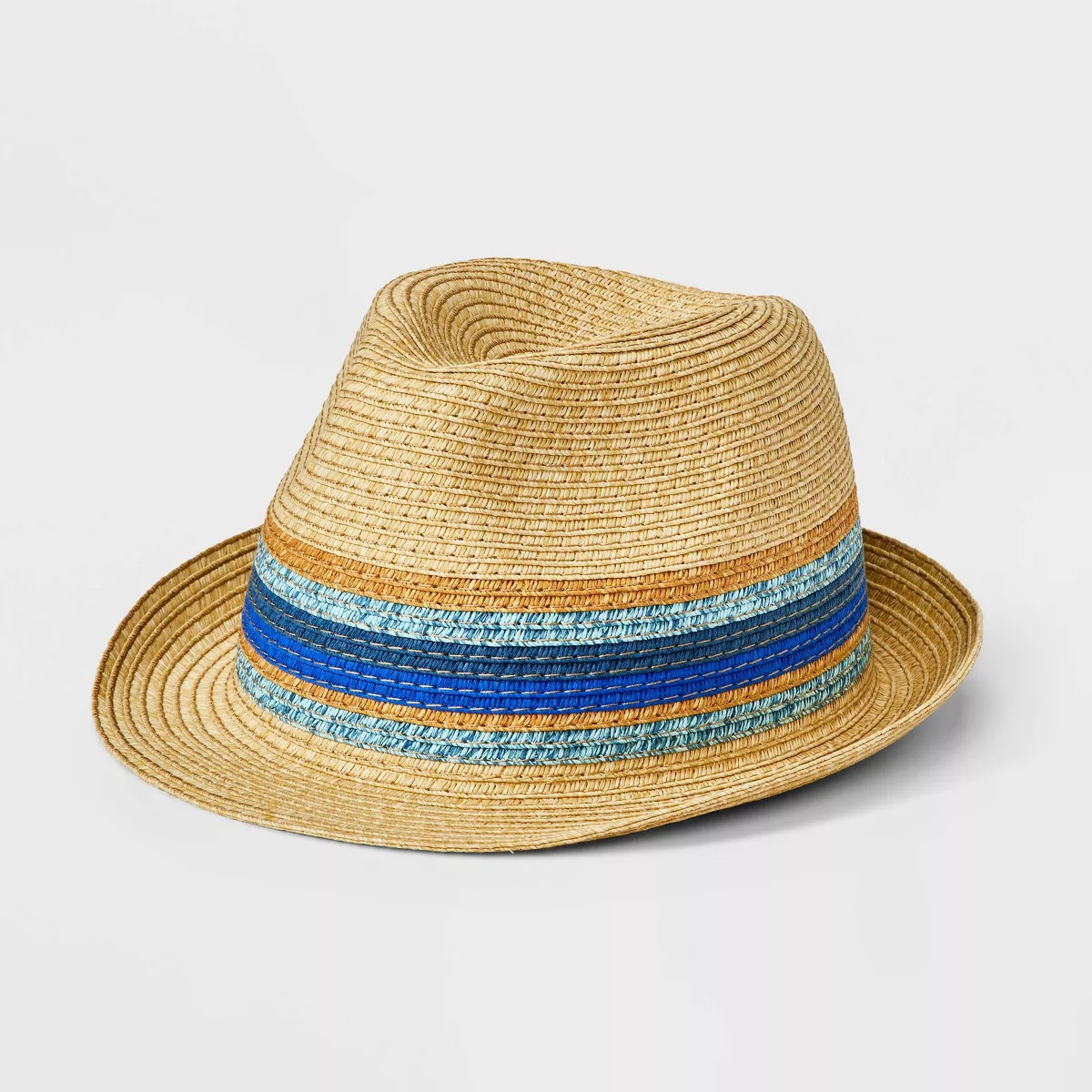 Boys' Striped Paper Straw Fedora Hat - Cat & Jack™️ Blue/Tan | Target