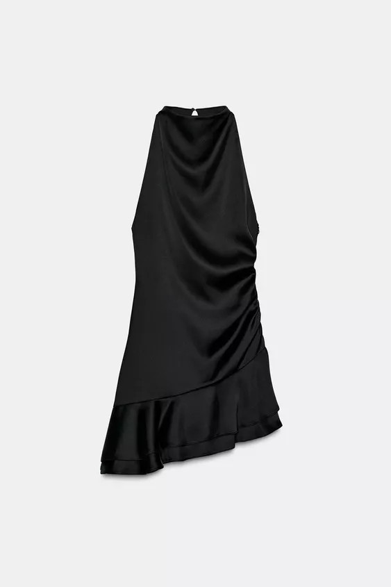 RUFFLED SATIN EFFECT SHORT DRESS | Zara US