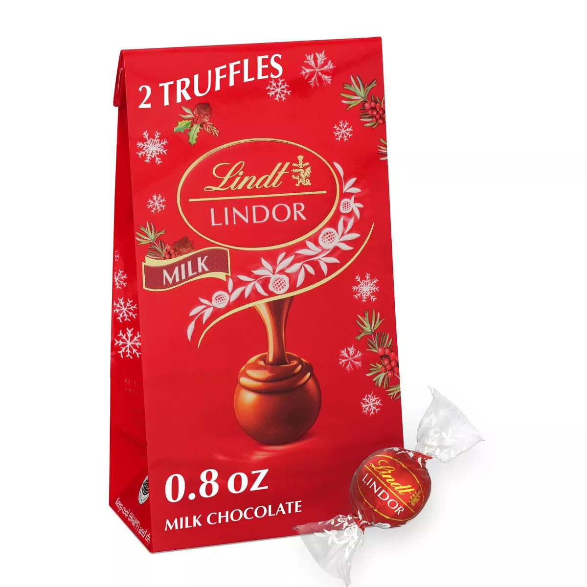 Lindt LINDOR Christmas Mini Milk Chocolate Candy Truffles - 0.8 oz | Target