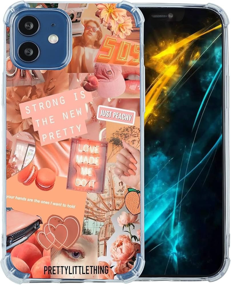 Aesthetic Phone Case for iPhone 12/12 Pro,Peaches Orange Aesthetic Collage Summer Boho Cute Phone... | Amazon (US)