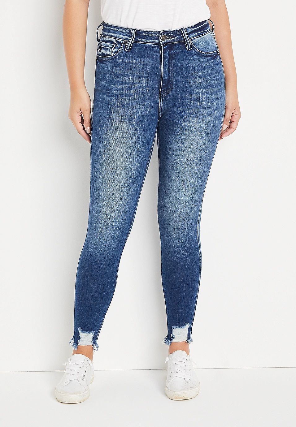 KanCan™ High Rise Dark Ripped Hem Skinny Jean | Maurices