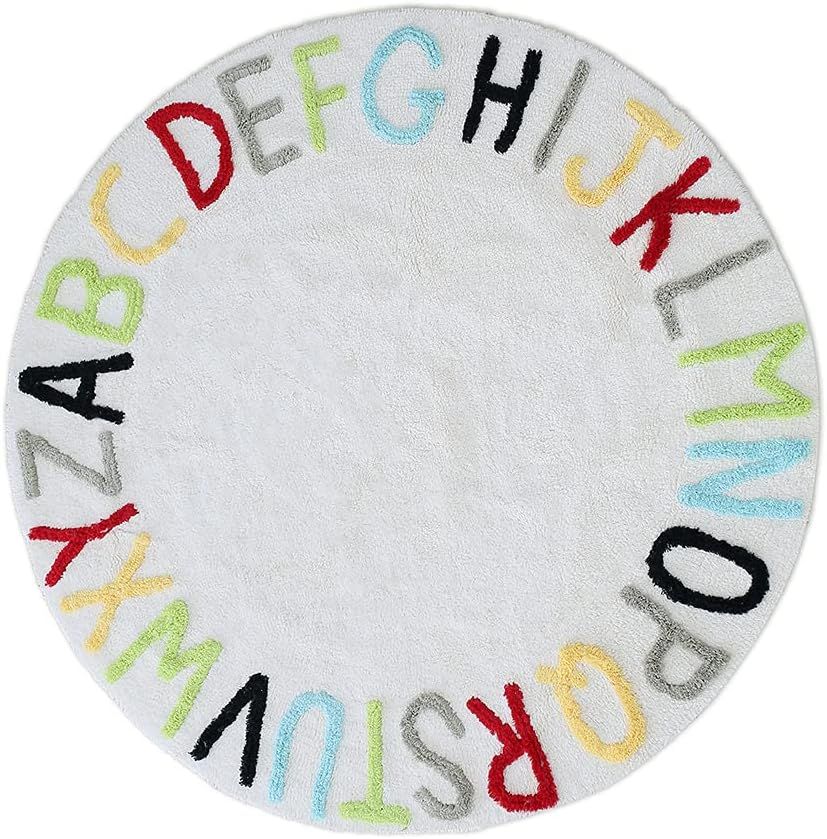 Amazon.com: Round ABC Kids Carpet Children Educational Learn Fun Rug, Hand Woven Alphabet Baby Cr... | Amazon (US)