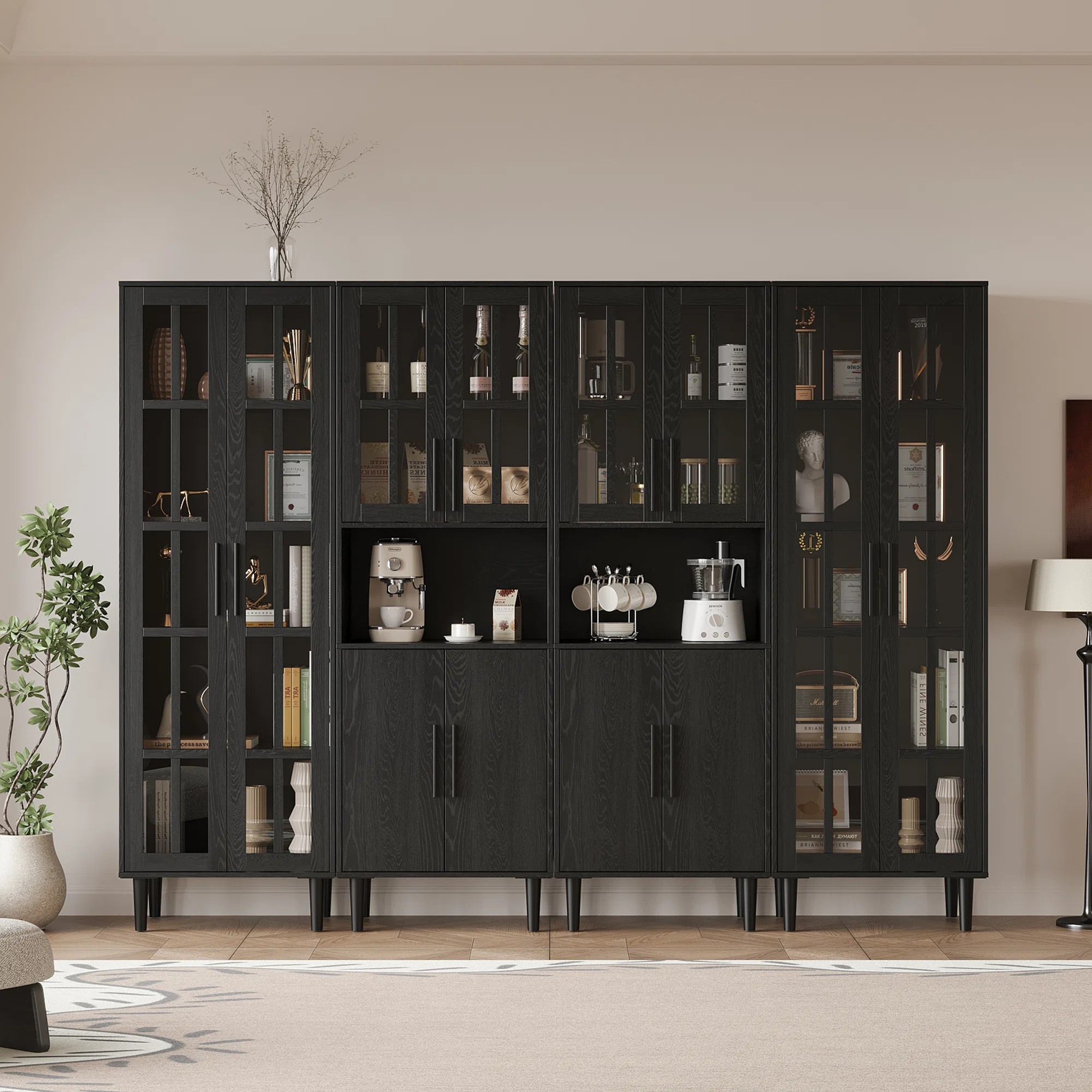 70.9'' H X 94.48'' W Kitchen Pantry With Bookcases | Wayfair North America