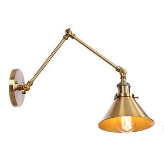 1-Light Brass Sconce Vintage Industrial Wall Lamp with Swing Arm-WS-LBD-GG203 - The Home Depot | The Home Depot