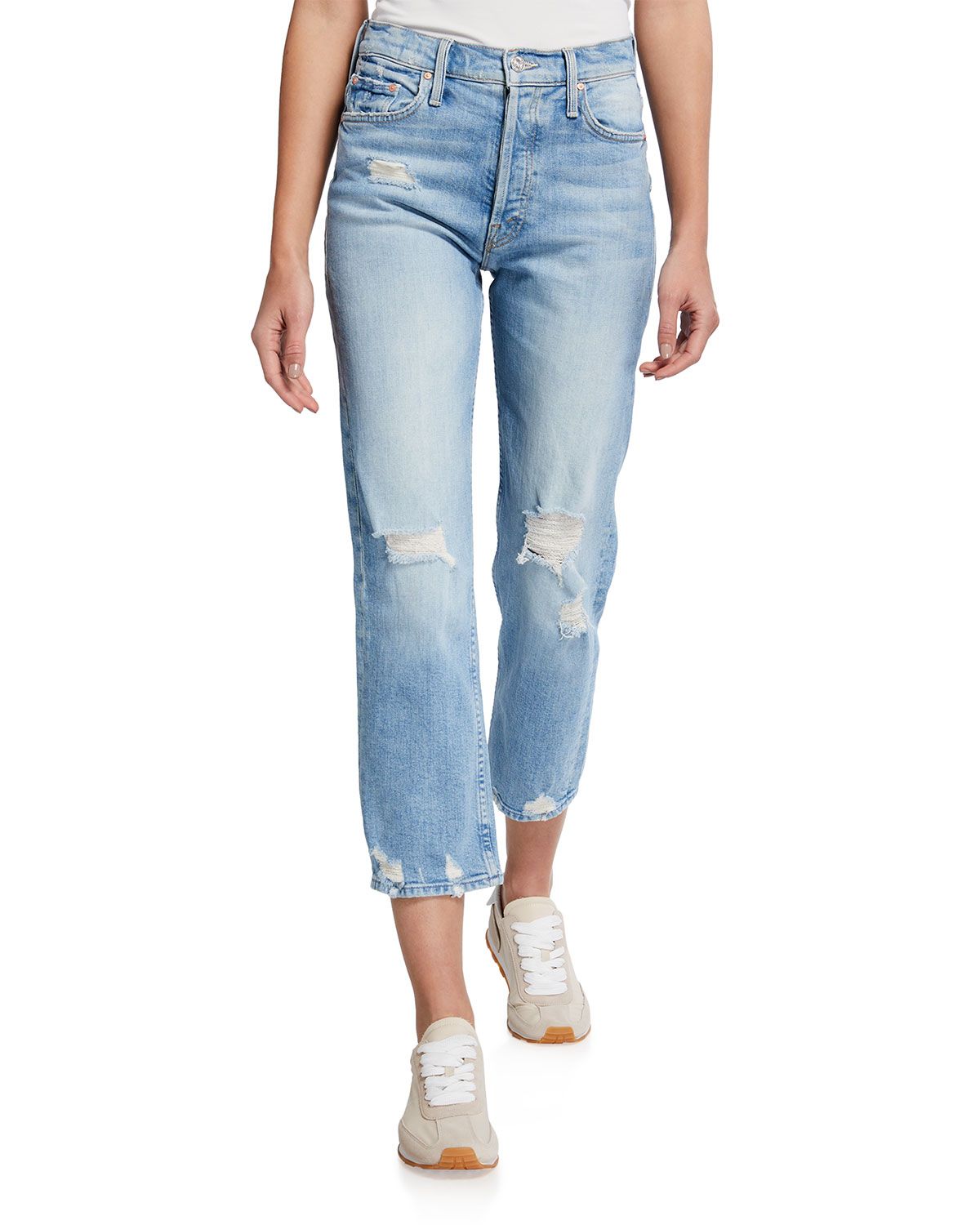 The Tomcat High-Rise Distressed Jeans | Neiman Marcus