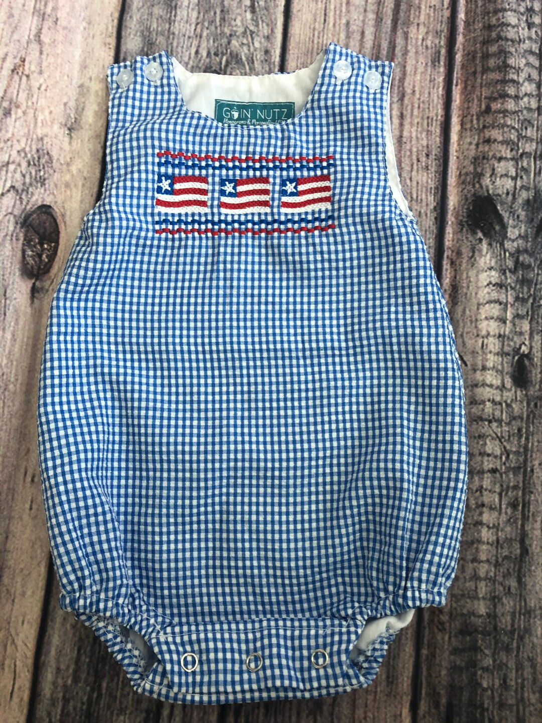 Baby Boy Blue Seersucker Patriotic/flags Bubble - Etsy | Etsy (US)