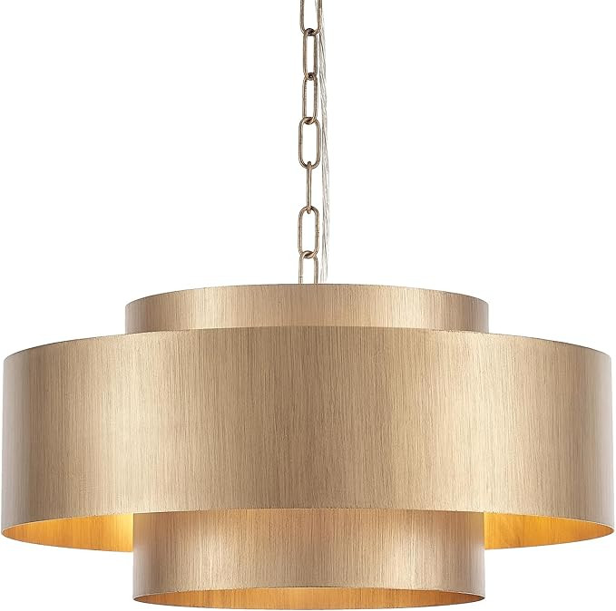 20” Brushed Brass Modern Chandelier Classic 3 Round Metal Pendant Light Contemporary Adjustable... | Amazon (US)