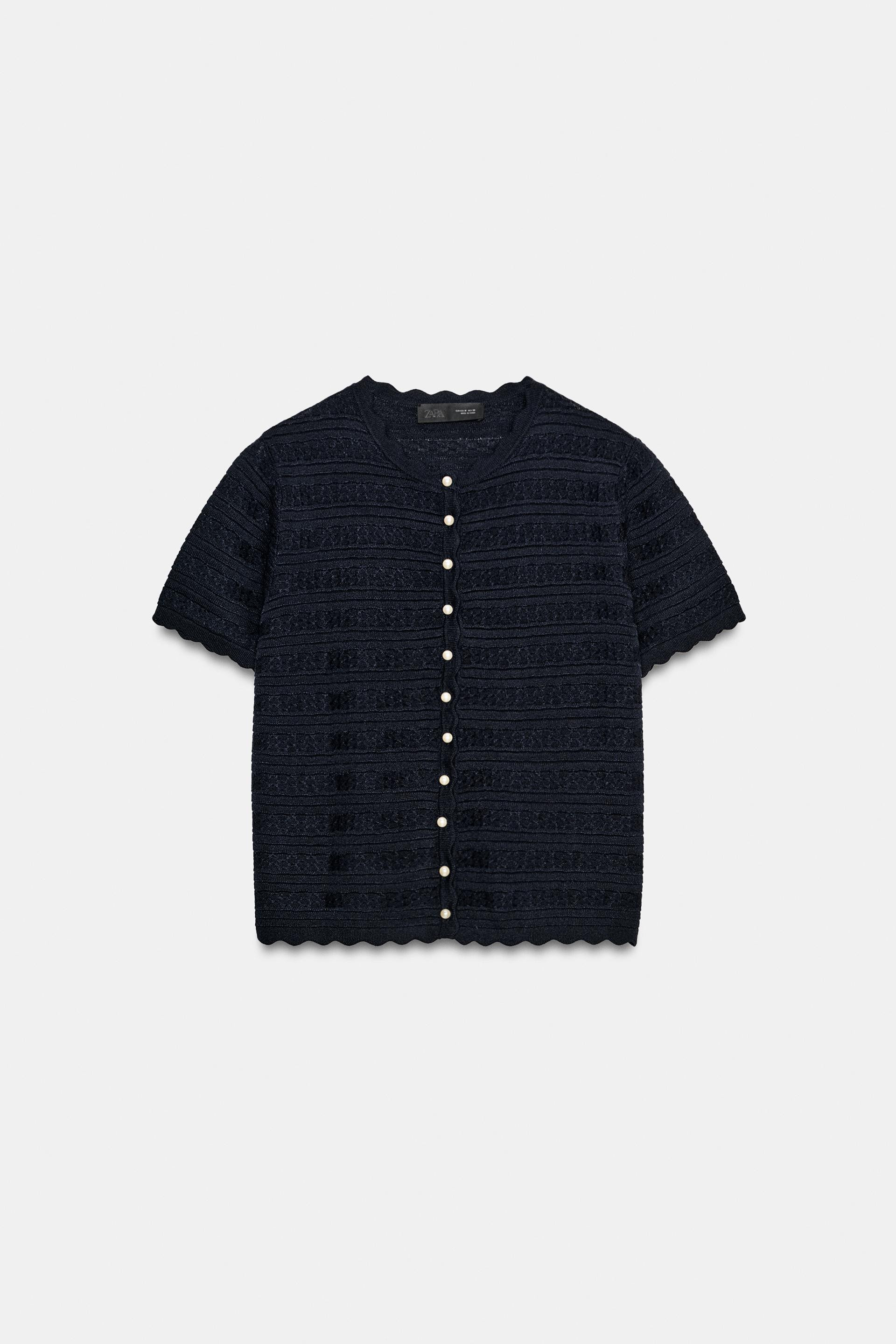 FAUX PEARL BUTTON CARDIGAN | Zara US