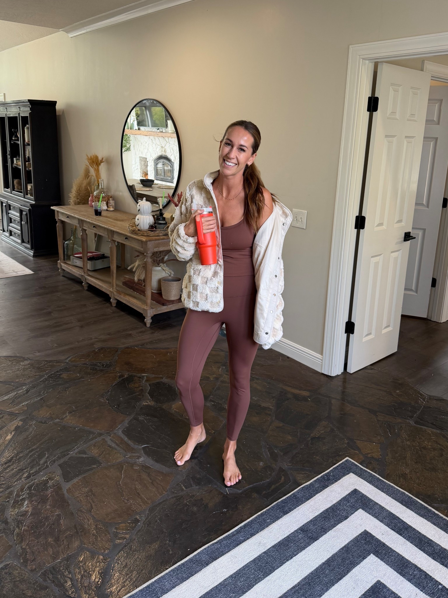 Here is my wife’s new workout/lounge set from Amazon along with the comfy jacket from Amazon that she also loves!! Hope it helps!! She is size small in both and is 5’6” tall. 

#LTKWorkwear #LTKSaleAlert #LTKActive