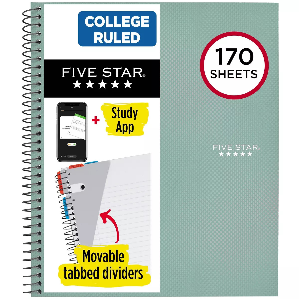 Five Star 170 Sheets College Ruled Notebook Feature Rich Sage | Target