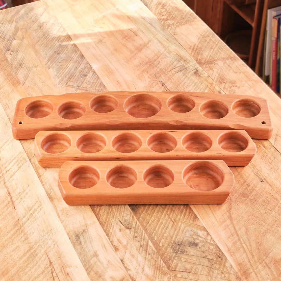 Cherry Wood Paint Jar Holders - 4, 6, or 7 Jar Holder With Glass Jars & Metal Lids - Etsy | Etsy (US)