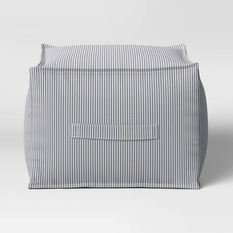 Veranda Stripe Outdoor Pouf DuraSeason Fabric&#8482; Navy - Threshold&#8482; | Target