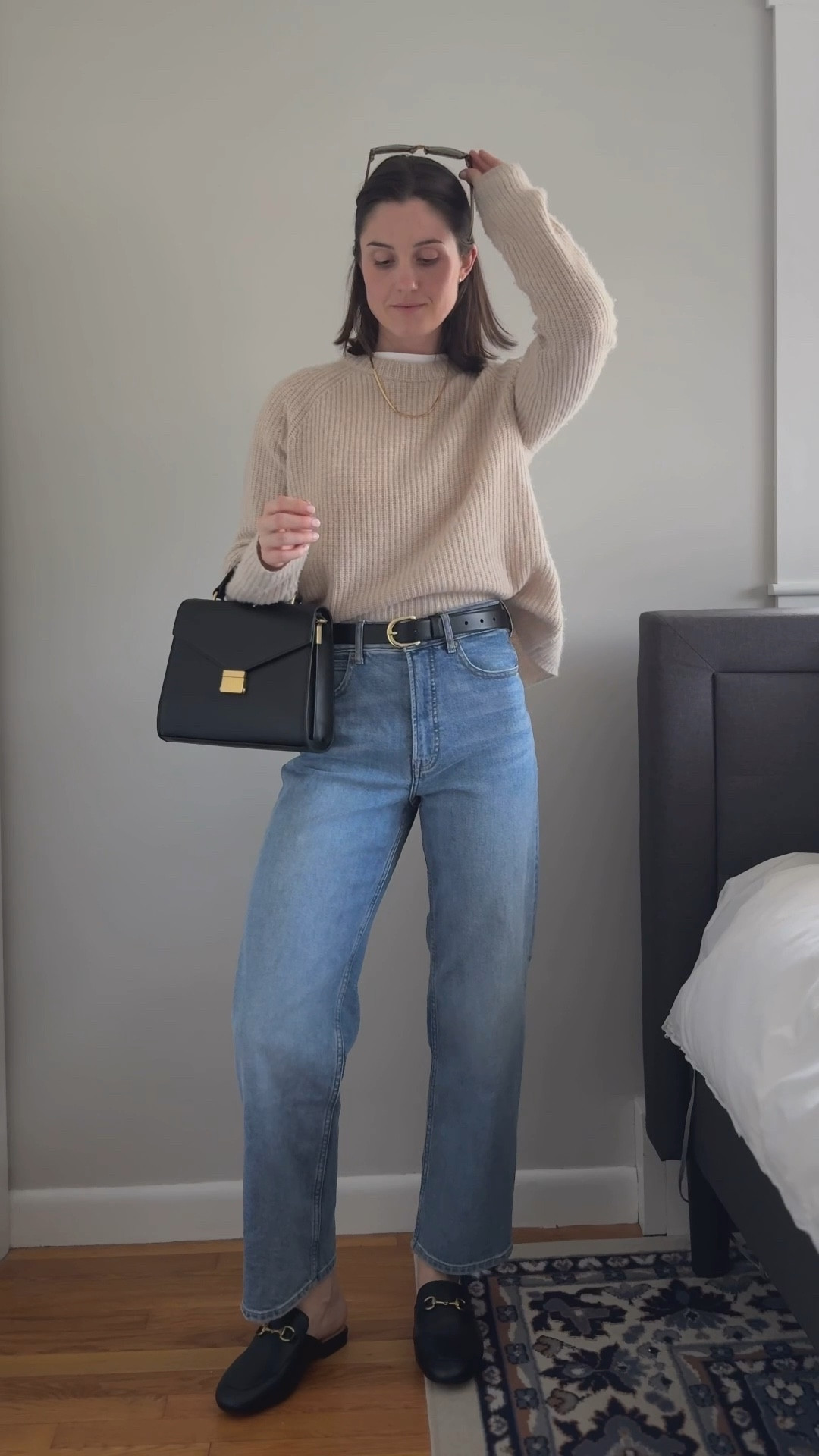 GRWM in this spring outfit 🤍 it finally has been feeling *somewhat* spring like outfit and I am taking advantage of it 🤍 I love this simple, casual, yes elevated outfit 

Cashmere sweater | ootd | outfit of the day | what I wore | styling advice | high and low | elevated casual 

#LTKootd #LTKgrwm
