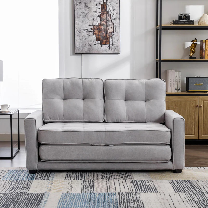 Comfy Pull-Out Loveseat Sofa Bed, 59.4" Upholstered Apartment Grey Couch with Side Pocket, for Living Room Bedroom Office | Bed Bath & Beyond