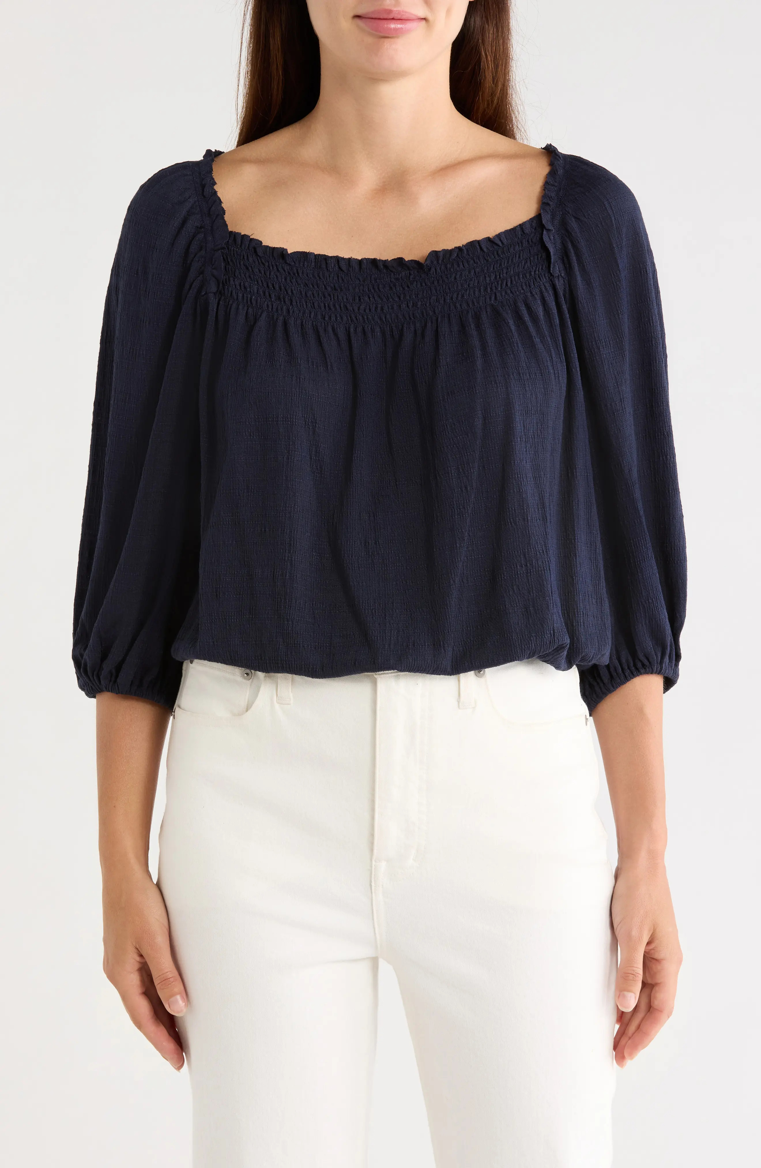MAX STUDIO Crinkled Balloon Sleeve Bubble Hem Top (Women) | Nordstromrack | Nordstrom Rack
