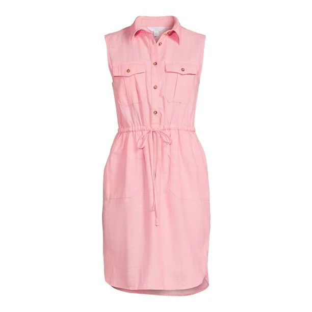 Time and Tru Women's Sleeveless Shirt Dress | Walmart (US)