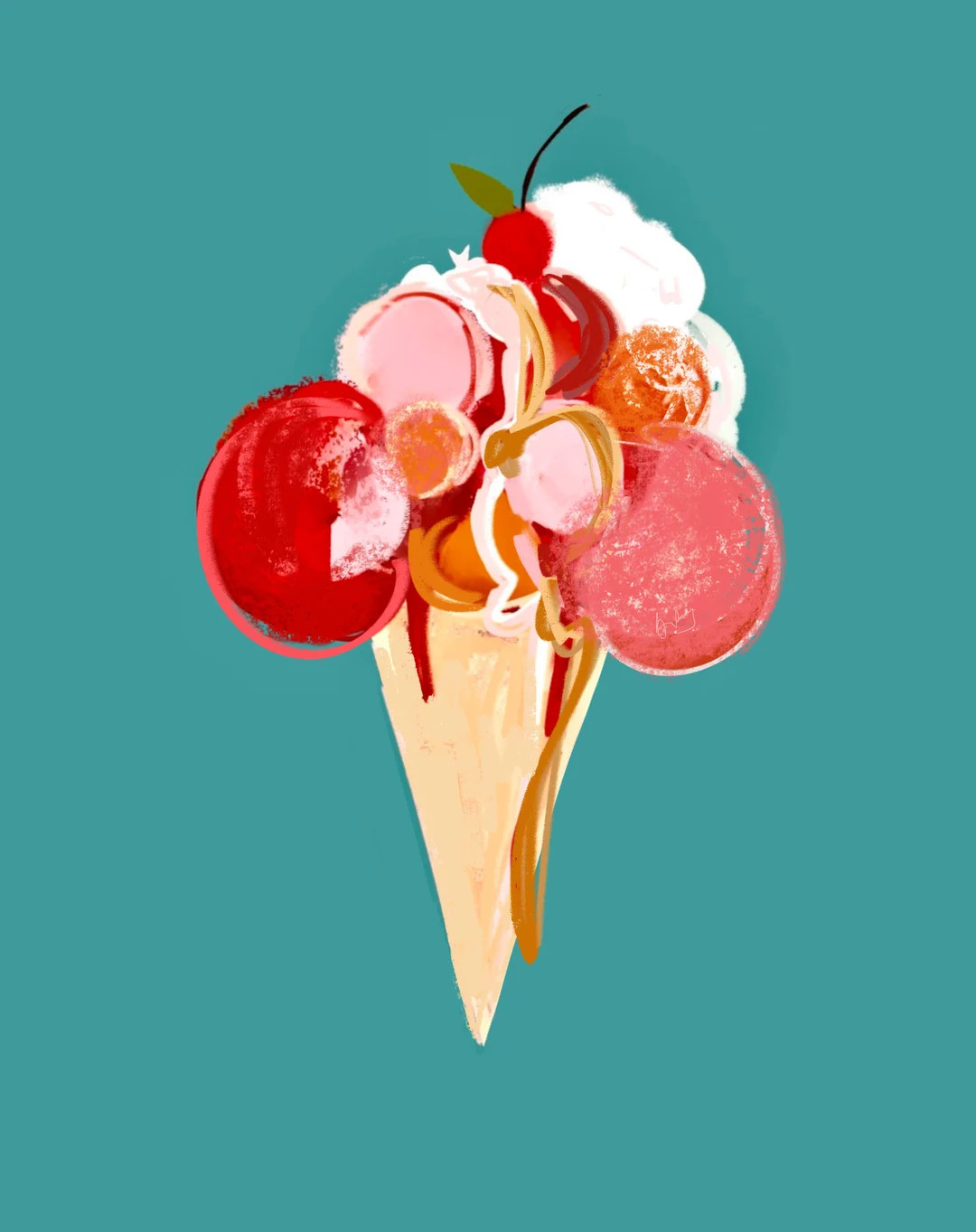 Ice Cream Cone Cat aura original digital print | Etsy (US)