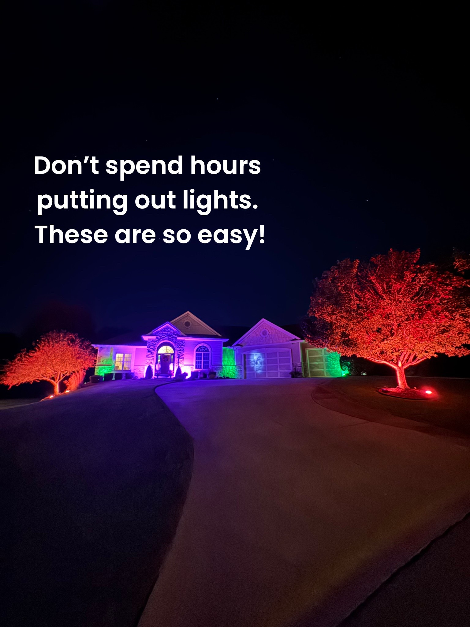 These outdoor color changing panel lights are awesome! We put them out at Halloween and Christmas and sometimes even the Fourth of July. There are so many color options. They come with remotes and are so easy to use. No one wants to climb up on the roof! 
Just plug them in, point them at the object you want illuminated and switch to the color of your preference. 

#LTKHome #LTKHalloween #LTKFindsUnder100