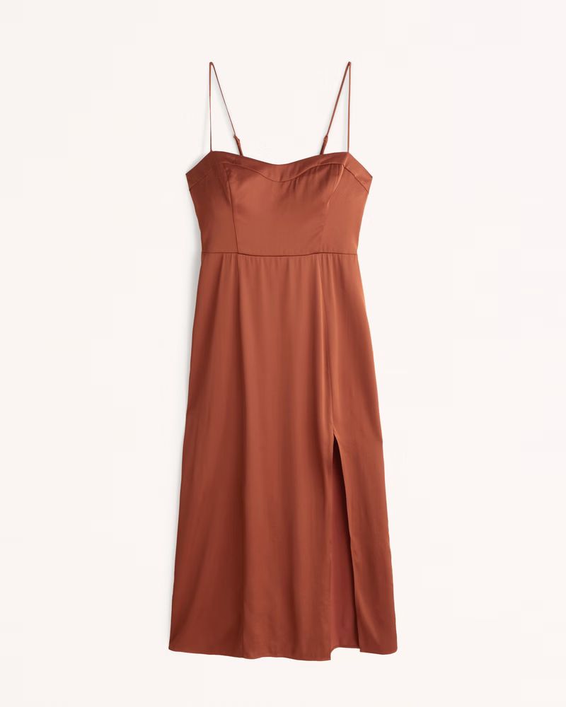 Women's High-Slit Midi Dress | Women's New Arrivals | Abercrombie.com | Abercrombie & Fitch (US)