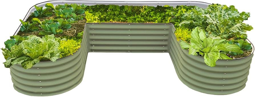 17" Tall U-Shape Raised Garden Bed Metal Raised Planter Bed for Vegetables Flowers Ground Planter... | Amazon (US)