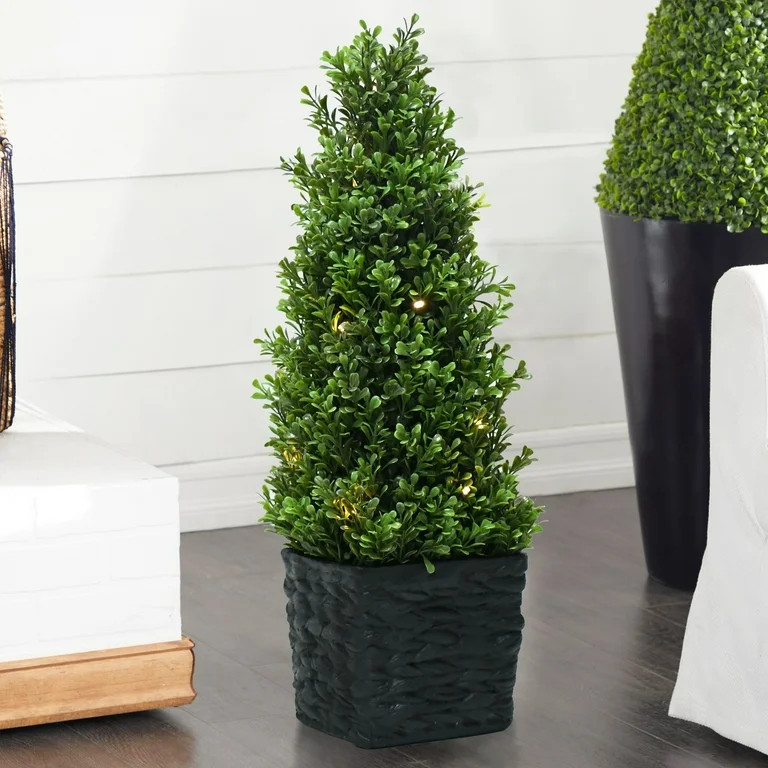 Better Homes & Gardens 23" H Topiary Outdoor Spire  Decor with Solar Powered Warm White LED Light... | Walmart (US)