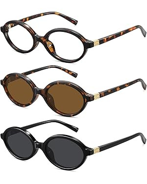 WOWSUN Retro Oval Sunglasses Womens Trendy Sun Glasses Sunnies UV400 Protection | Amazon (US)