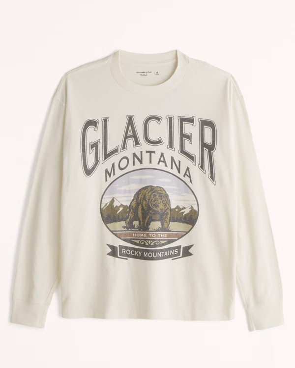 Men's Long-Sleeve Glacier Park Graphic Tee | Men's Tops | Abercrombie.com | Abercrombie & Fitch (US)