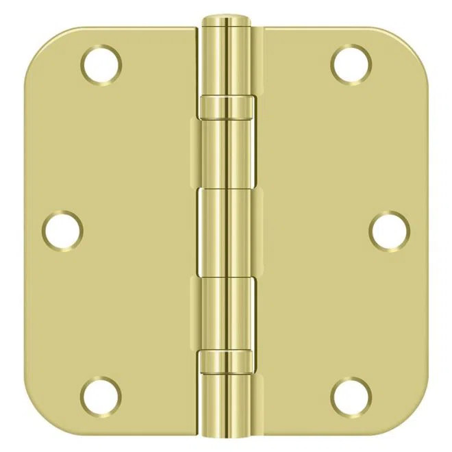 Deltana S35R5BB3 3-1/2" x 3-1/2" x 5/8" Radius Hinge, Ball Bearing in Polished Brass Pair | Wayfair North America