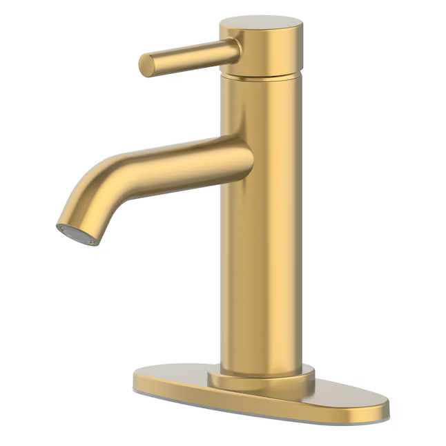 allen + roth Harlow Simplefit Brushed Gold Single hole 1-handle WaterSense Mid-arc Residential Ha... | Lowe's