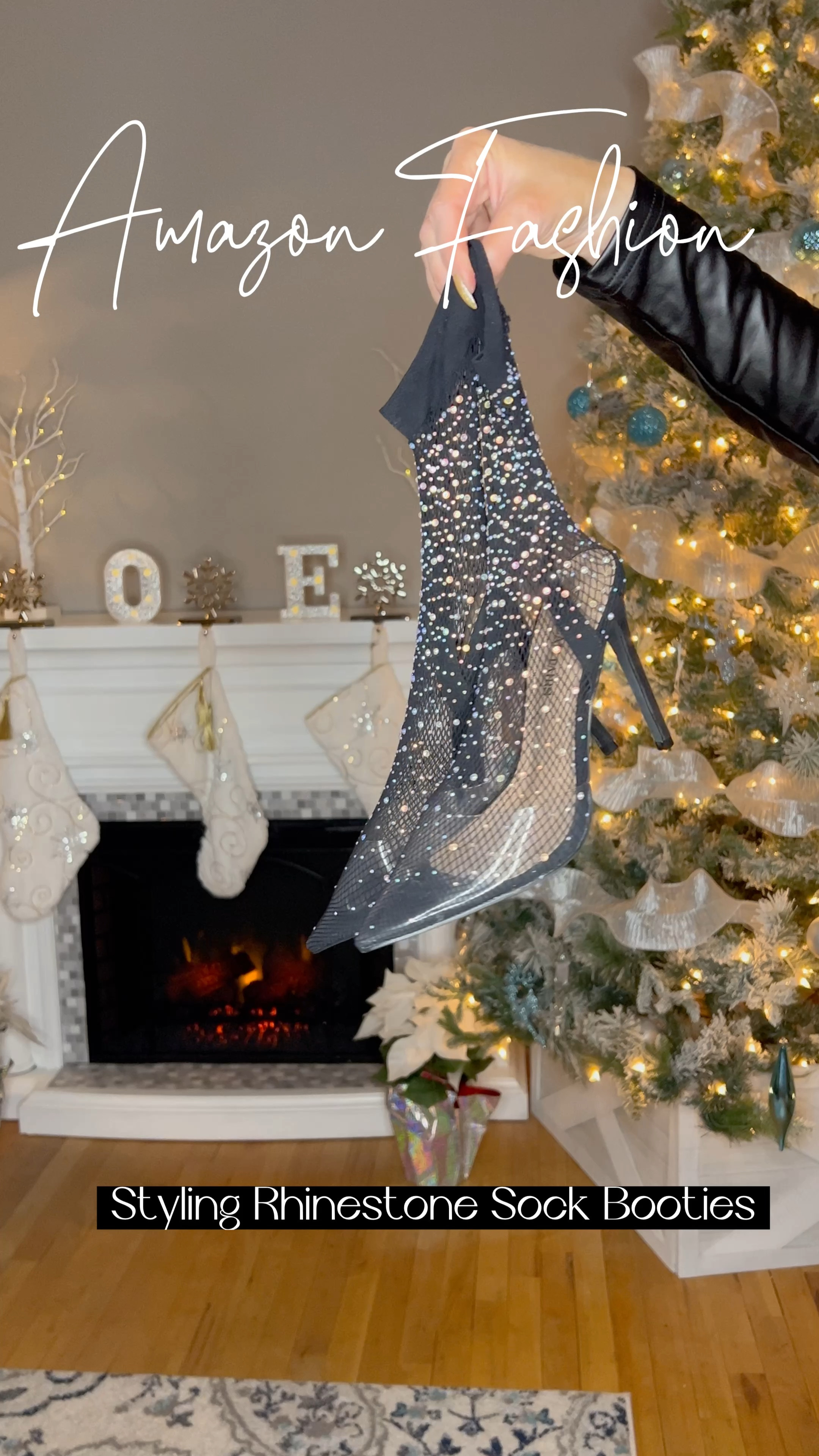 Mesh rhinestone sock ankle boot - going out outfits - evening shoe - evening boot - NYE outfit - New Year’s Eve outfit - Amazon Fashion - Amazon Finds 

#LTKunder50 #LTKshoecrush #LTKHoliday