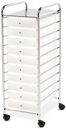 Multi-Use 10 Drawer Rolling Cart , Clear White and Chrome | Amazon (US)