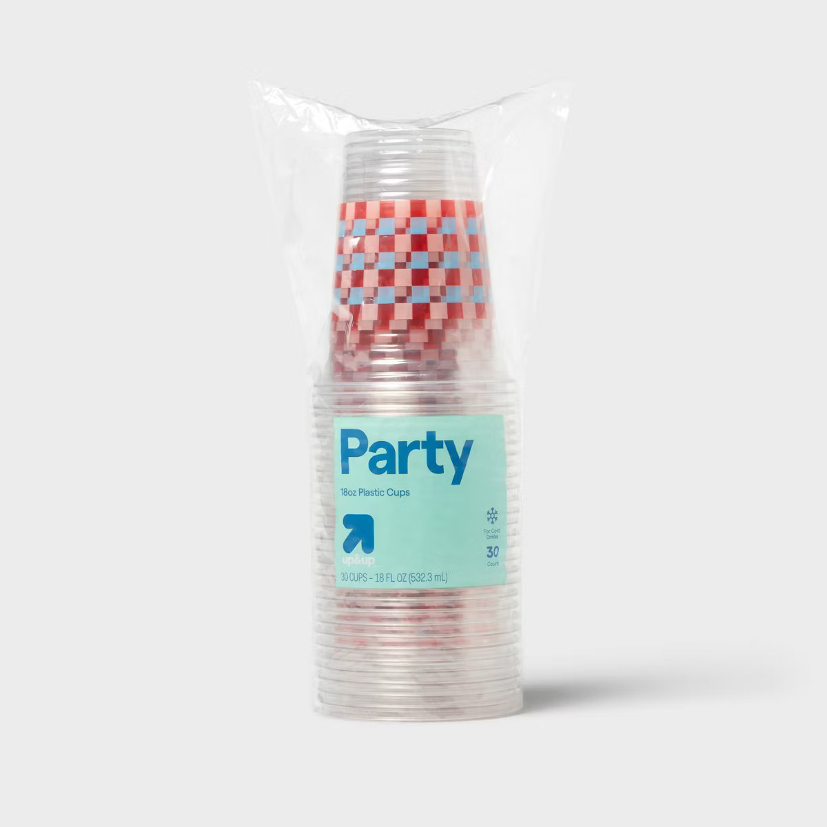 Disposable Clear Cup - Red Blue Checkered - 18oz/30ct - up&up™ | Target