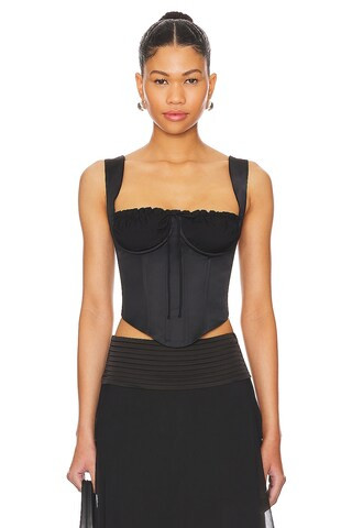 GUIZIO Ruched Cup Bustier Top in Black from Revolve.com | Revolve Clothing (Global)