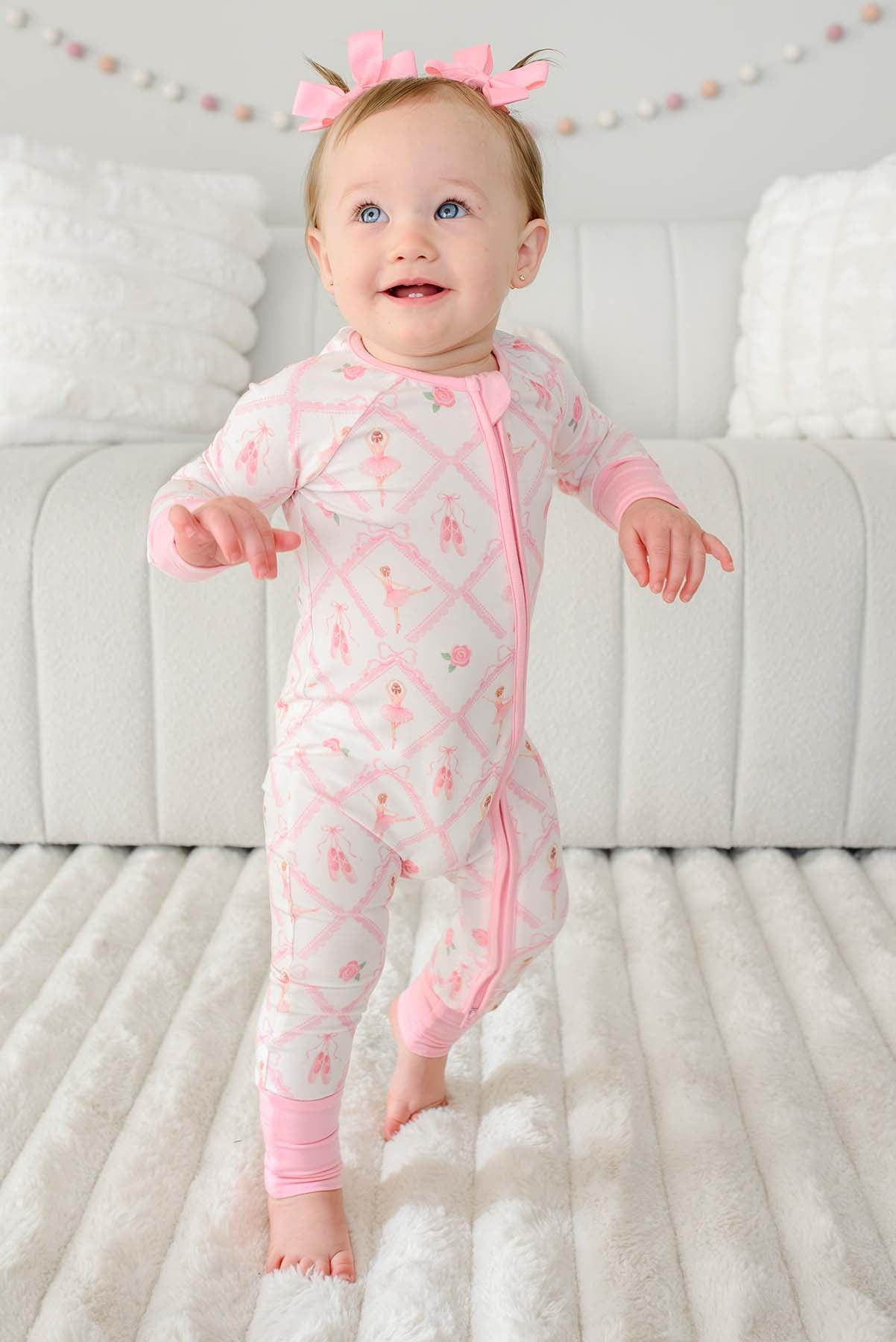 Convertible Bamboo Zip Romper | Darling Ballerina | Caden Lane