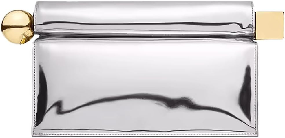 Trendy PU Leather Clutch Bag for Women Versatile Folding Evening Purse Metal Decoration Crossbody for Banquet Party | Amazon (US)