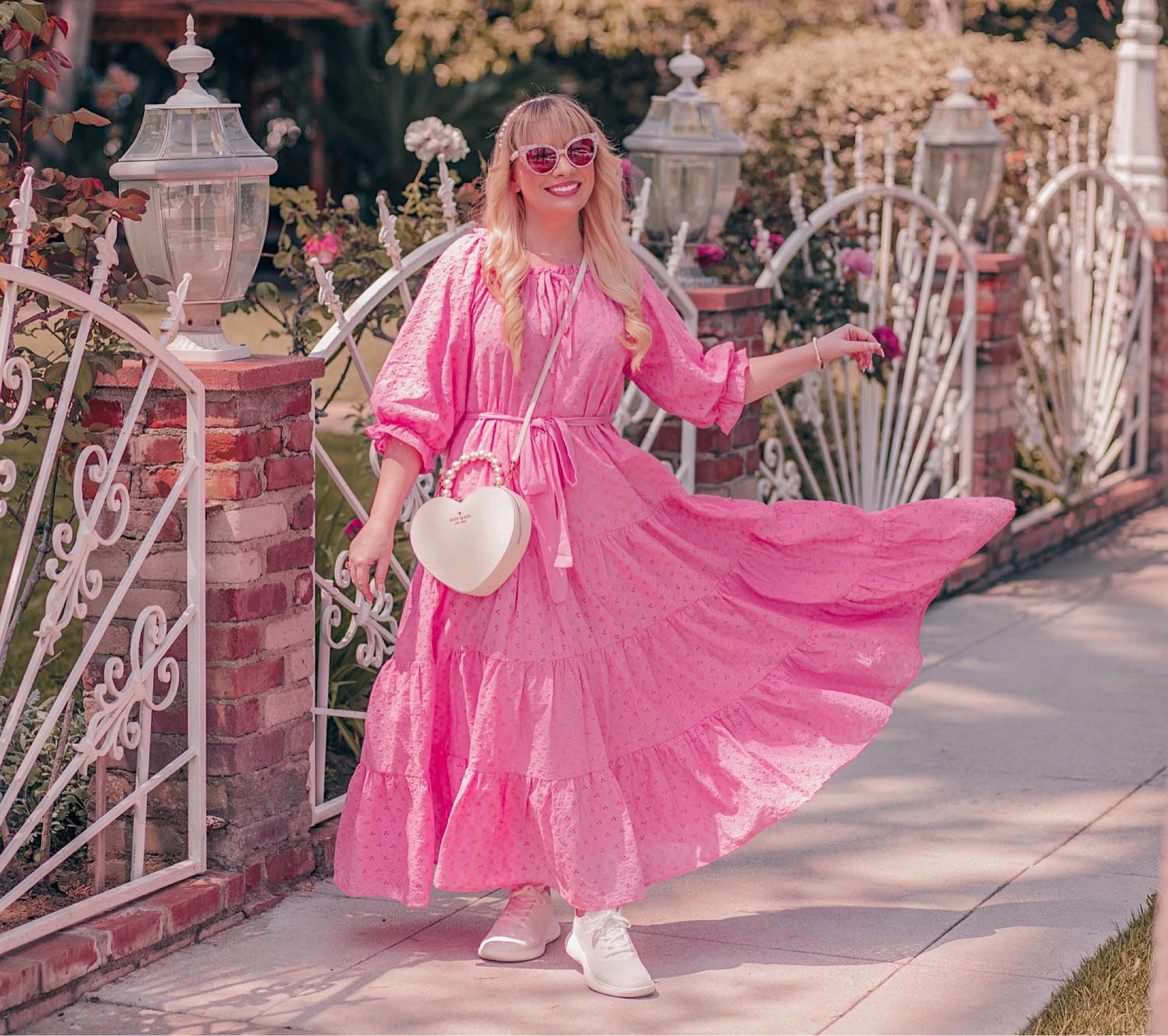 Barbie pink dress outfit / use LIZZIEINLACE for 15% off at Ivy city co and Lizzie12 for 12% off at vivaia (white sneakers), spring outfit, travel outfit 

#LTKSeasonal #LTKstyletip #LTKtravel