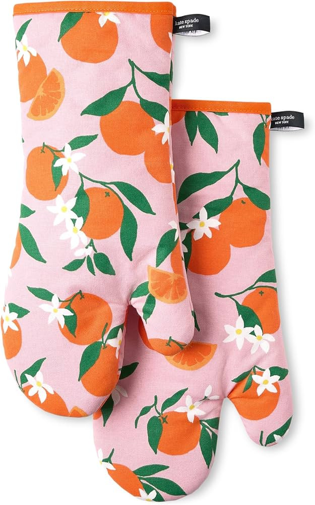 kate spade new york Squeeze The Day Oven Mitt 2-Pack Set, Heat Resistant, 100% Cotton, Orange/Pin... | Amazon (US)
