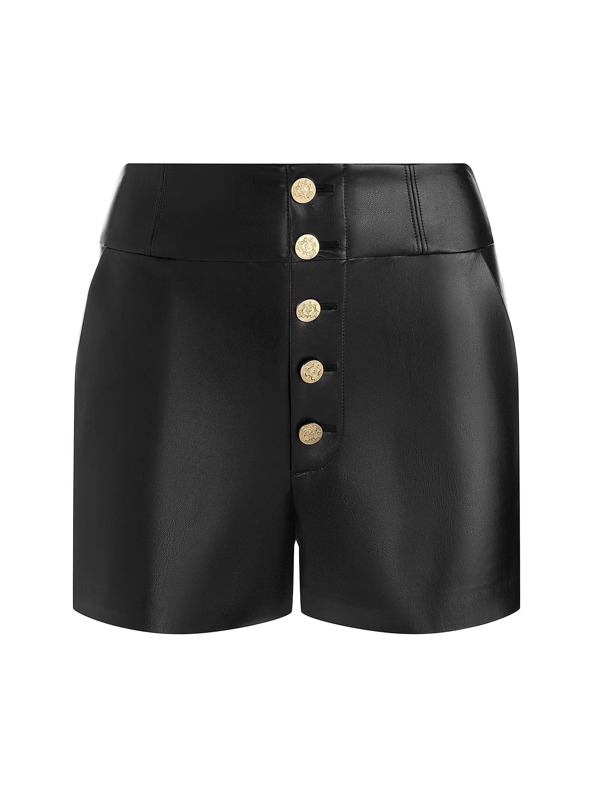 Alice + Olivia Baylor Faux-Leather Ultra-High-Rise Shorts | Saks Fifth Avenue | Saks Fifth Avenue