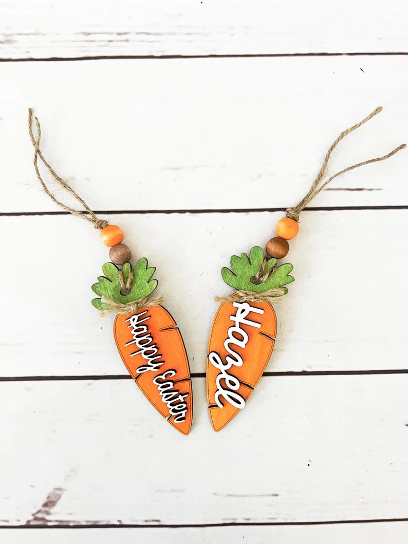 Easter Basket Name Tags Wooden Carrot Name Tags Wooden Name | Etsy | Etsy (US)