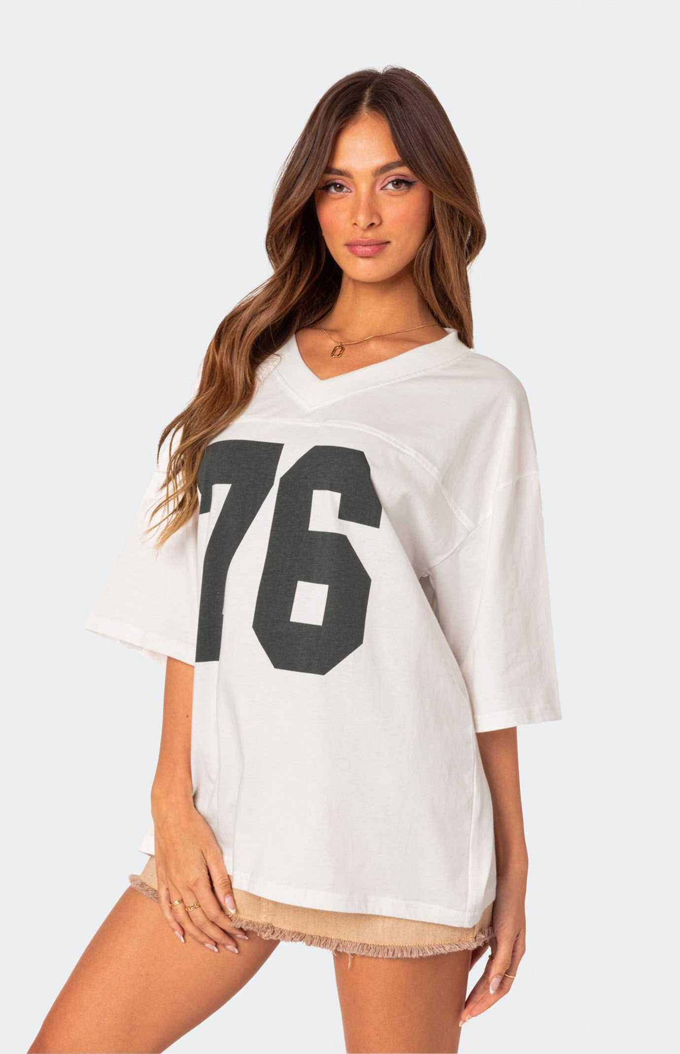 Edikted Women's 76 Oversized T-Shirt in White - Size Large | PacSun