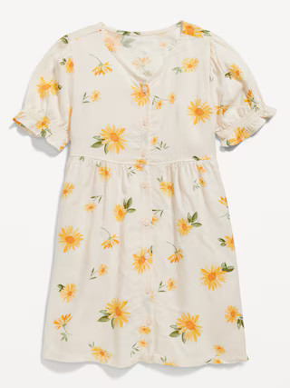 Printed Puff-Sleeve Button-Front Dress for Toddler Girls | Old Navy (US)