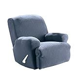Surefit Home Décor Pinstripe Box Cushion Recliner Chair One Piece Slipcover, Stretch Form Fit, Polye | Amazon (US)