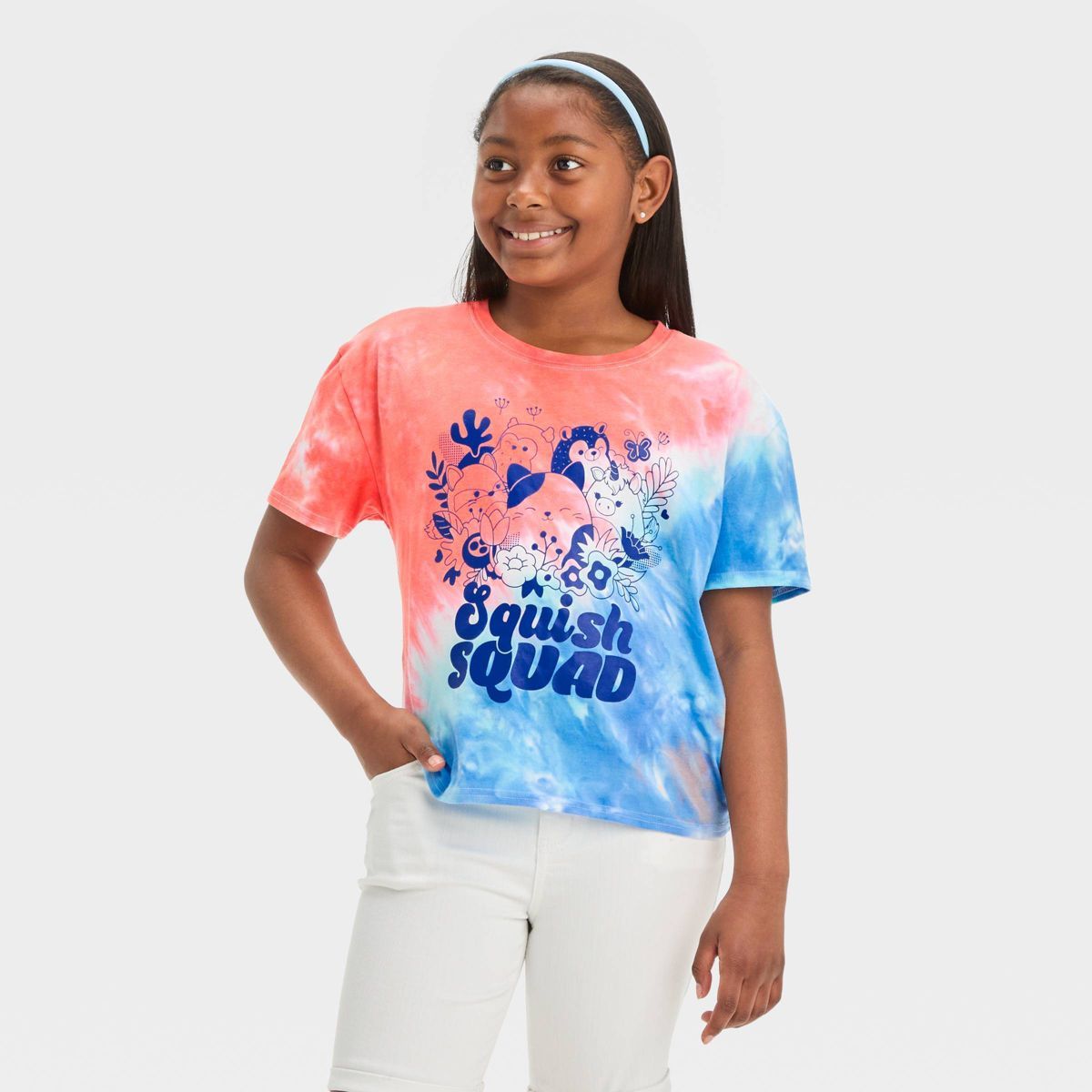 Girls' Squishmallows Squad Americana Tie-Dye Short Sleeve Graphic T-Shirt | Target