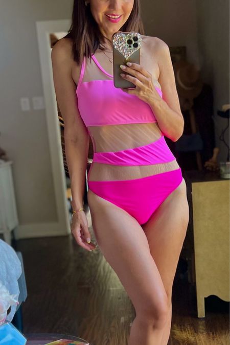 The cutest one shoulder mesh swimsuit. Has the perfect cover but still feel sexy. #summer #

#LTKSaleAlert #LTKOver40 #LTKParties
