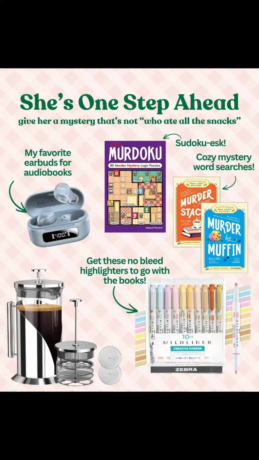 Mother’s Day gift ideas for the bookish mother who loves logic puzzles, solving crime, and a warm cup of coffee. 

#LTKSeasonal #LTKmomlife #LTKMothersDay