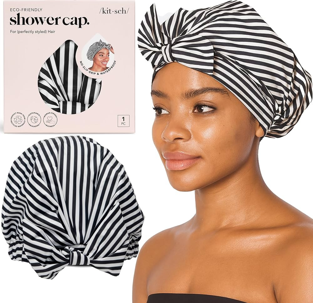 Kitsch Luxury Shower Caps for Women Reusable Waterproof - Large Shower Cap for Women and Men, Non... | Amazon (US)
