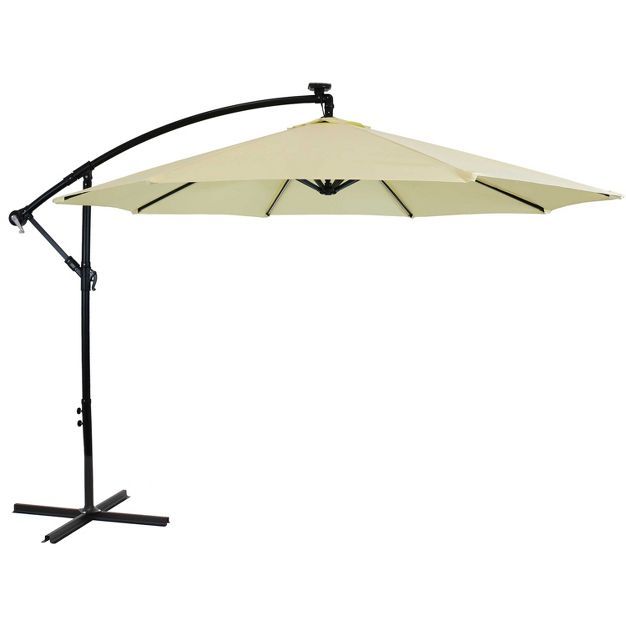 Sunnydaze Outdoor Steel Cantilever Offset Patio Umbrella with Solar LED Lights, Air Vent, Crank, ... | Target