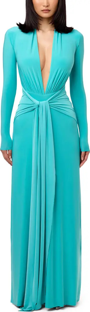 Naked Wardrobe Plunge Neck Long Sleeve Dress | Nordstrom | Nordstrom